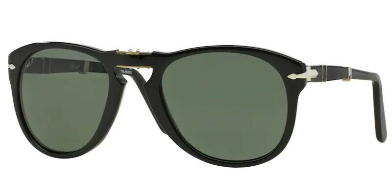 Persol 0PO0714 Folding 95/58 Black/ Silver & green Polarized Men's Sunglasses