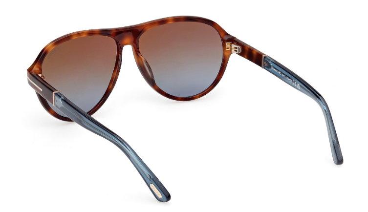 Tom Ford QUINCY FT1080 53F Havana-Light Blue/Brown Gradient Men's Sunglasses