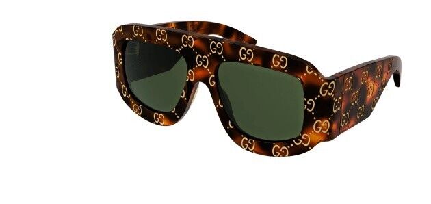 Gucci GG 0983S 002 Havana/Green Soft Square Oversize Men's Sunglasses