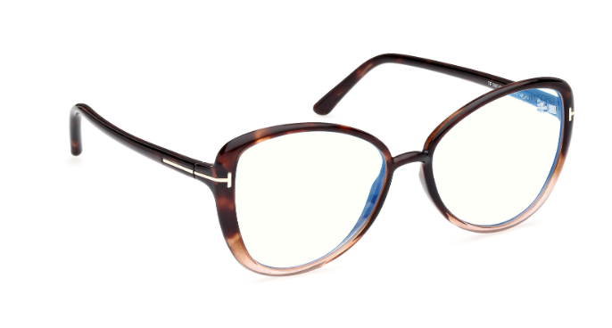 Tom Ford FT5907 056 Coloured Havana / Clear Butterfly shaped Women's Eyeglasses