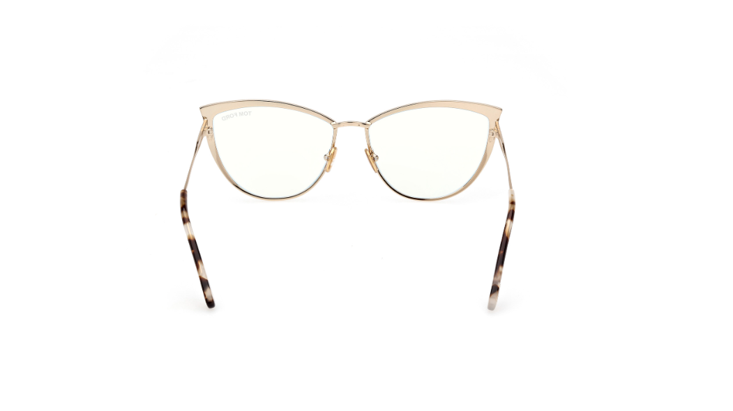 Tom Ford FT5877 025 Shiny Ivory/Blue Block Cat Eye Women's Eyeglasses