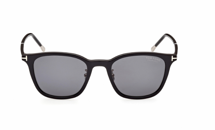 Tom Ford FT0956-D  01D Shiny Black/Smoke Polarized Soft Square Men's Sunglasses