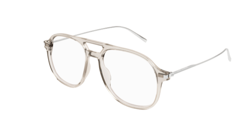 Saint Laurent SL 626 003 Beige/Silver Square Men's Eyeglasses