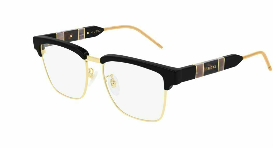 GUCCI GG0605O 001 Square Black Gold Black 52mm Men's Eyeglasses