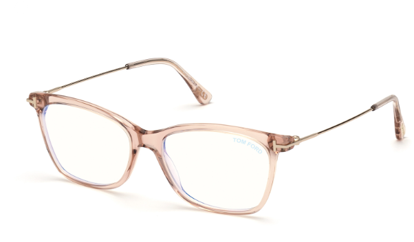 Tom Ford FT5712 072 Shiny Light Pink / Pale Gold 50mm Square Women's Eyeglasses