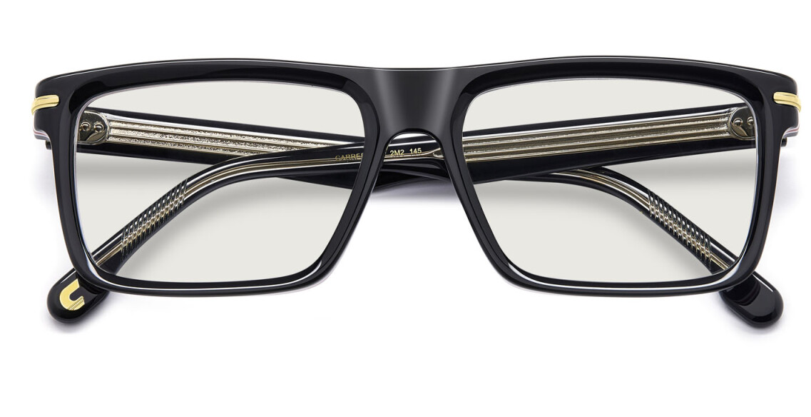 Carrera 343 2M2 Black Gold/Blue Mirror Rectangular Men's Eyeglasses