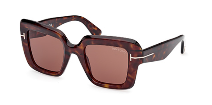 Tom Ford Esme FT1157 52J Women's Dark Havana/Brown Square Sunglasses