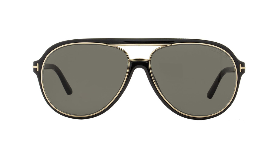 Tom Ford FT0379 01A 60mm Shiny Black/Gold Men's Soft Square Sunglasses