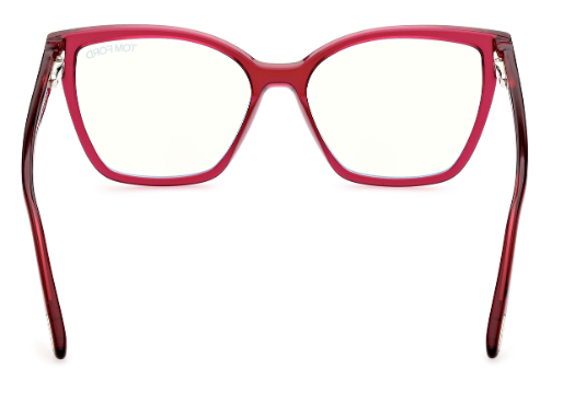 Tom Ford FT5812-B 091 Shiny Dark  Fuxia/ Clear Square Women's Eyeglasses