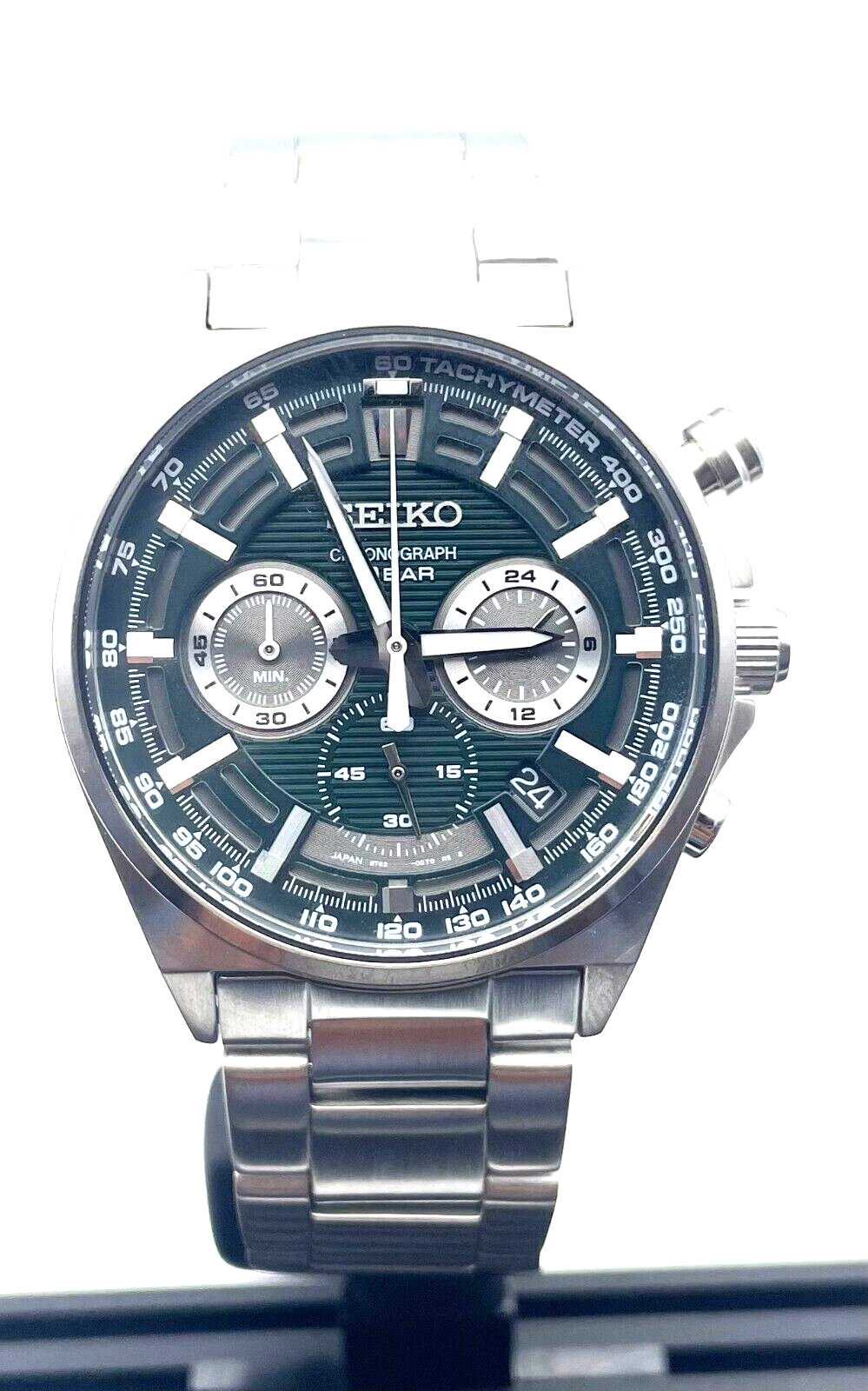Seiko Essentials Chronograph Dimensional Embossed Green Dial Men's Watch SSB405