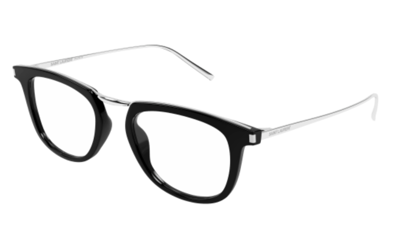 Saint Laurent SL 753 OPT 001 Black/Silver Soft Square Men's Eyeglasses