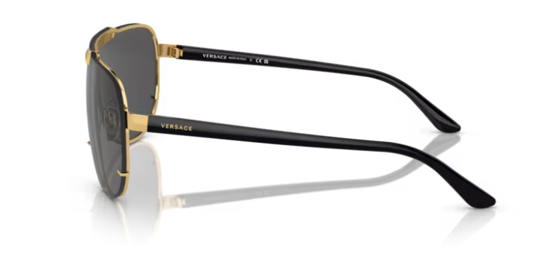 Versace 0VE2140 100287 Dark Grey-Gold/Black Soft Square Men's Sunglasses