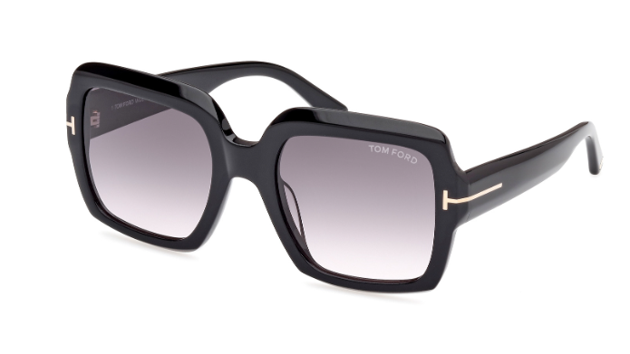 Tom Ford KAYA FT1082 01B Shiny Black/Smoke Gradient Square Women's Sunglasses