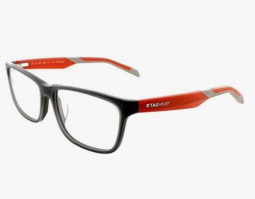 Tag Heuer Mod TH 553 004 Black/Red Rectangle Men's Eyeglasses