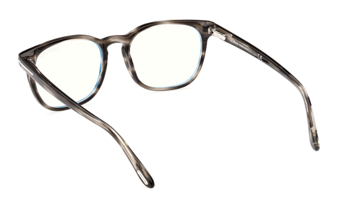 Tom Ford FT5868-B 020 Grey/Striped Blue Block Lenses Men's Eyeglasses