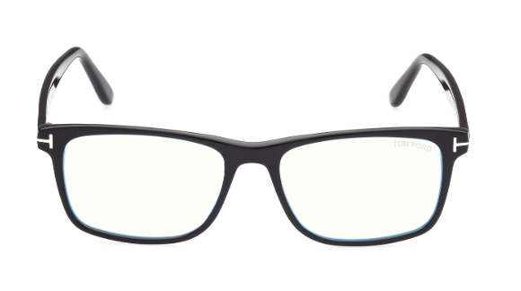 Tom Ford FT5752 B 001 Shiny Black/ Clear Square 55 mm Men's Eyeglasses