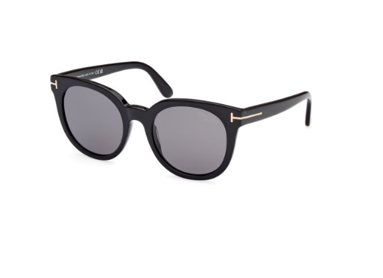 Tom Ford FT1109 01D Shiny Black/Smoke Polarized Soft Square Women's Sunglasses