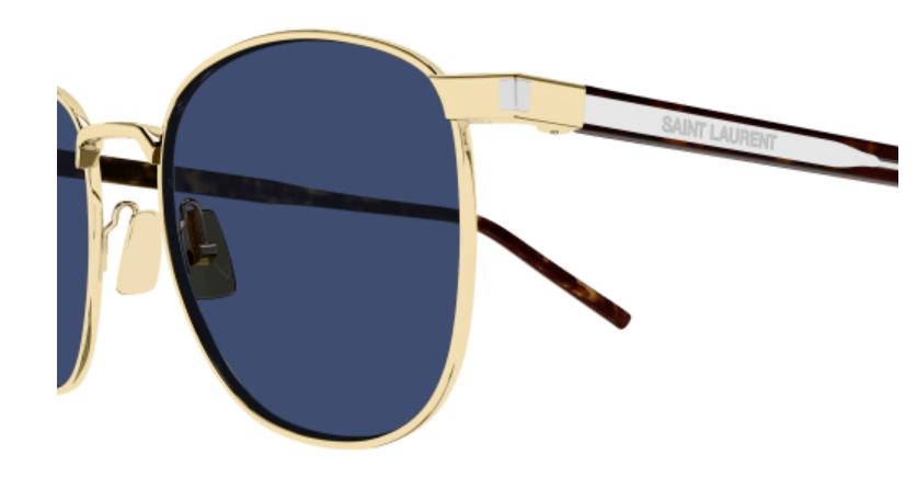 Saint Laurent SL 747 005 Gold/Blue-Crystal Full Metal Round Men's Sunglasses