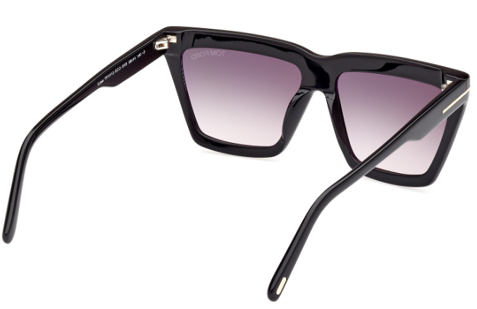 Tom Ford EDEN FT1110 01B Shiny Black / Smoke Gradient Square Women's Sunglasses