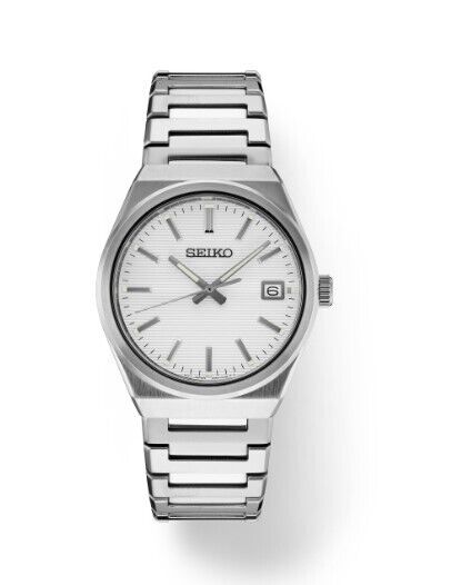 Seiko Essentials Silver Pressed Pattern Sleekly Angled Dial Men's Watch SUR553P1