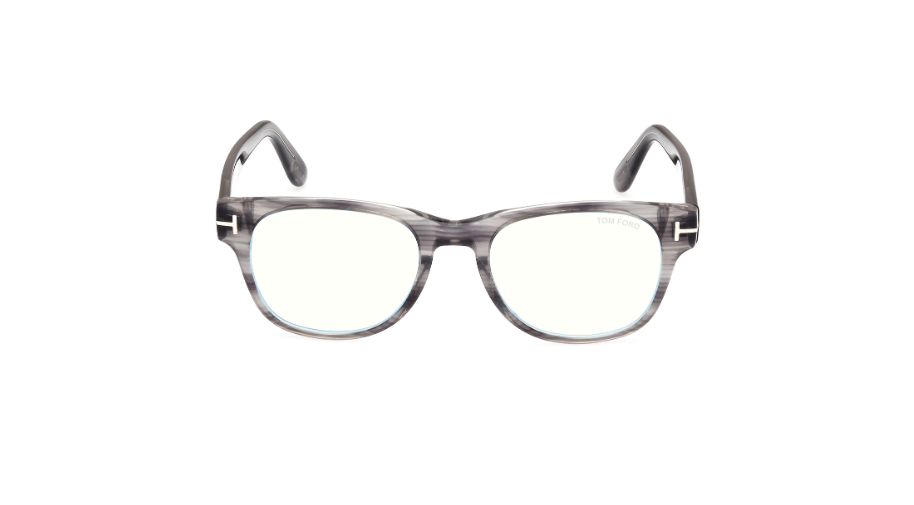 Tom Ford FT5898 020 Grey/Striped Square Men's Eyeglasses