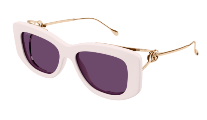 Gucci GG1566S 003 Ivory-Gold/Violet Soft Cat Eye Women's Sunglasses