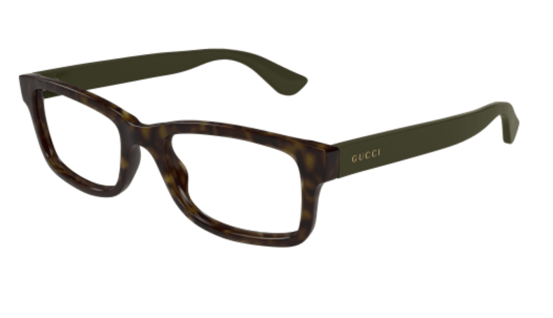 Gucci GG1717O 004 Havana/Green Rectangle Men's Eyeglasses