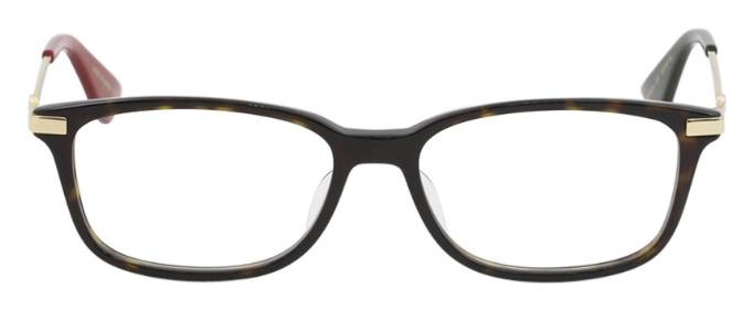 Gucci GG0112OA 002 Havana/Gold Metal Rectangle Women's Eyeglasses.