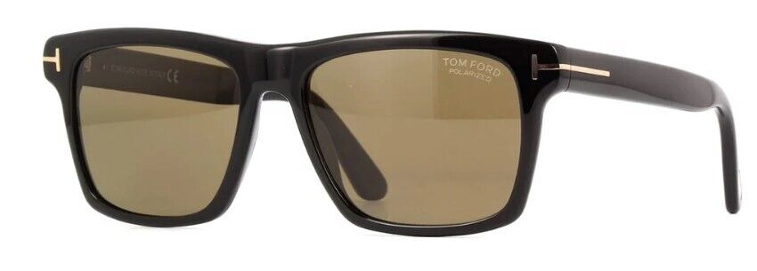 Tom Ford FT0906 Buckley-02 01H Shiny Black /Roviex Polarized  Men's Sunglasses