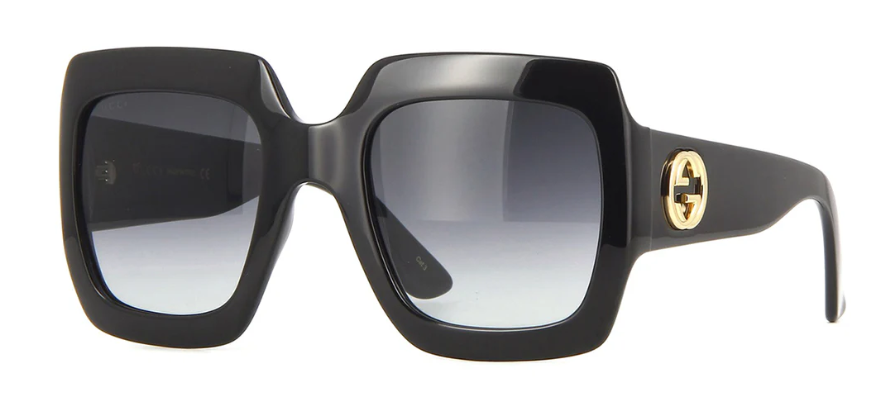 Gucci GG0053S 001 Black/Grey Gradient Square Women's Sunglasses