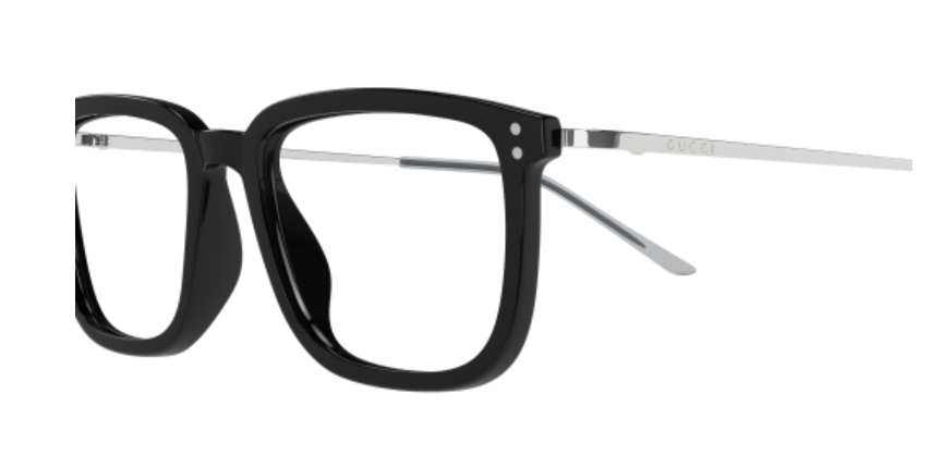 Gucci GG1709O 005 Black/Silver Rectangle Men's Eyeglasses