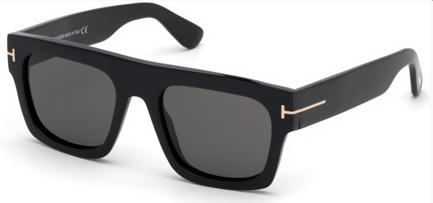 Tom Ford FT0711 Fausto 01A Shiny Black/Smoke Square  Men's Sunglasses