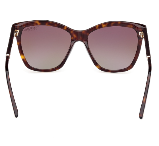 Tom Ford FT1087 Lucia 52H Dark Havana/Brown Gradient Polarized Square Sunglasses