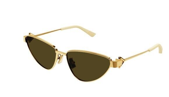 Bottega Veneta BV1186S 002 Gold/Brown Cat Eye Women's Sunglasses