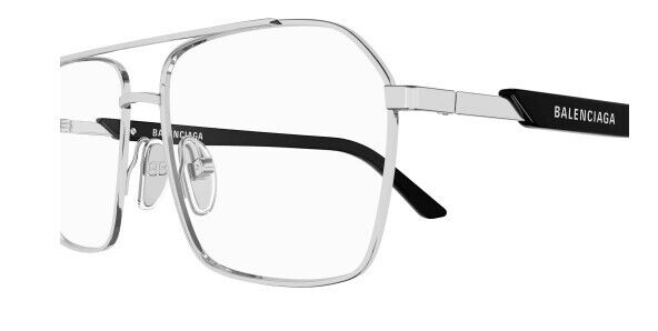 Balenciaga BB0248O 001 Silver-Black Square Men's Eyeglasses