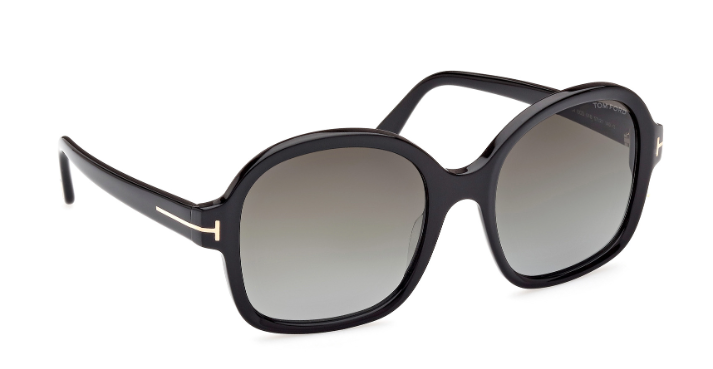 Tom Ford Hanley FT1034 01B Shiny Black/Gradient Smoke Butterfly Women Sunglasses