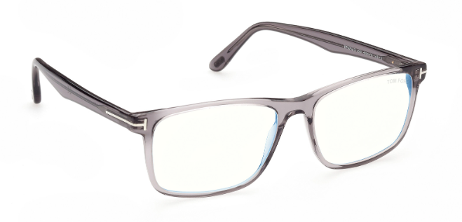 Tom Ford FT5752 B  020 Shiny Grey/ Clear Square 55 mm Men's Eyeglasses