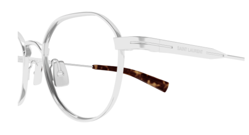 Saint Laurent SL 730 002 Silver Metal Oval Men's Eyeglasses