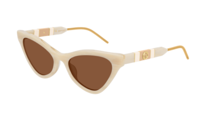 Gucci GG0597S 005 Beige/Brown Cat Eye Women's Sunglasses