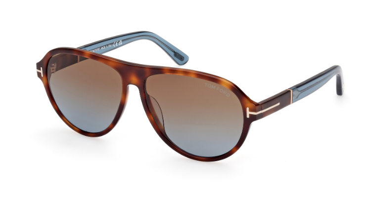 Tom Ford QUINCY FT1080 53F Havana-Light Blue/Brown Gradient Men's Sunglasses