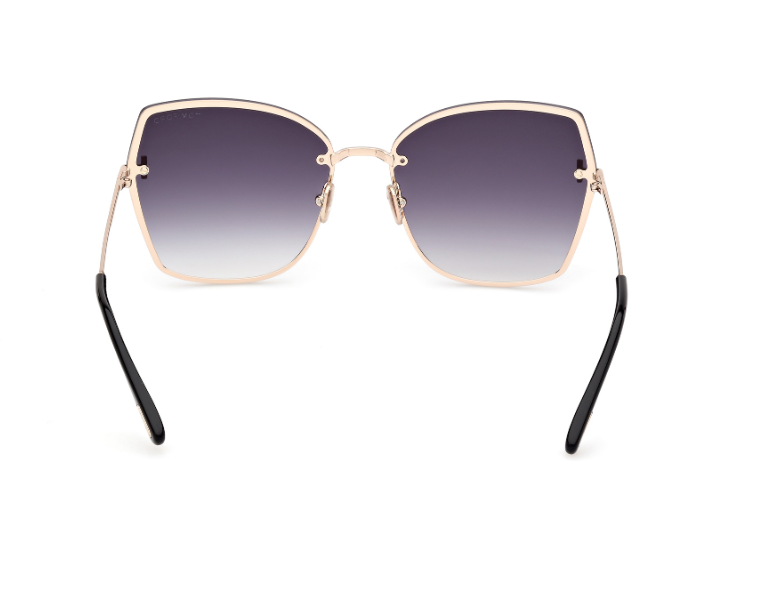 Tom Ford NICKIE 02 FT1107 28B Shiny Rose Gold/Smoke Cat Eye Women Sunglasses