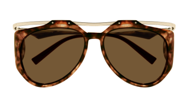 Saint Laurent SL M137 AMELIA002 Havana/Gold/Brown Soft Square Women's Sunglasses