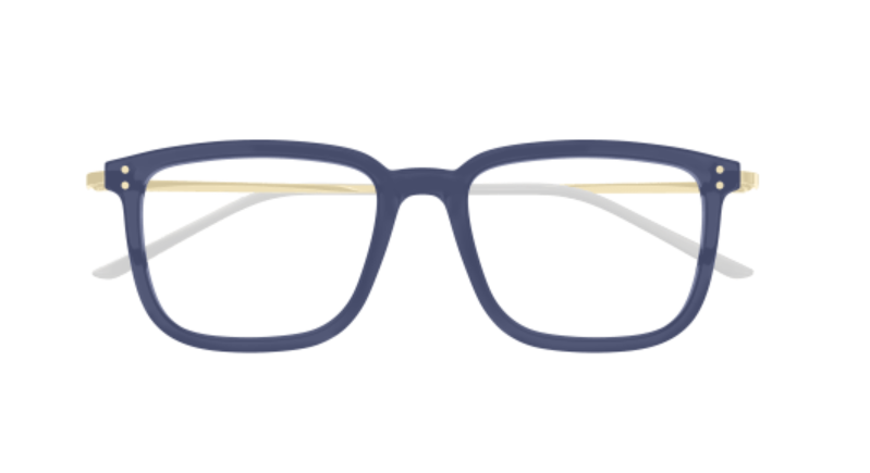 Gucci GG1709O 007 Blue/Gold Rectangle Men's Eyeglasses