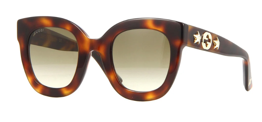 Gucci GG0208S 003 Havana/Brown Gradient Square Women's Sunglasses