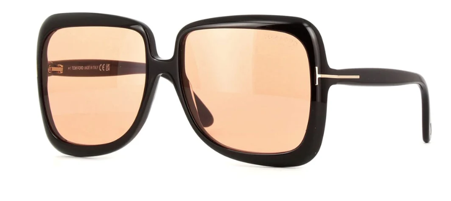 Tom Ford FT1156 01E Shiny Black/Brown Square Women's Sunglasses