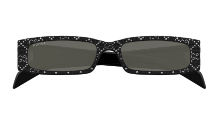 Gucci GG1780S 002 Black/Grey Crystal Rectangle Men's Sunglasses