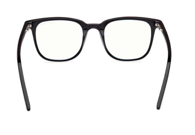 Tom Ford FT5916 001 Shiny Black /Clear Square Men's Eyeglasses with Clip-On