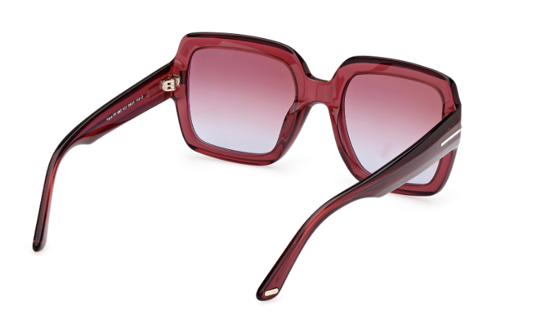 Tom Ford KAYA FT1082 66Y Shiny Dark Red/Violet Square Women's Sunglasses