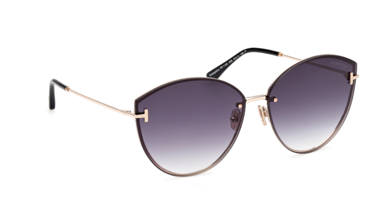 Tom Ford FT1106 28B Shiny Rose Gold  /Gradient Smoke Cat Eye Women Sunglasses