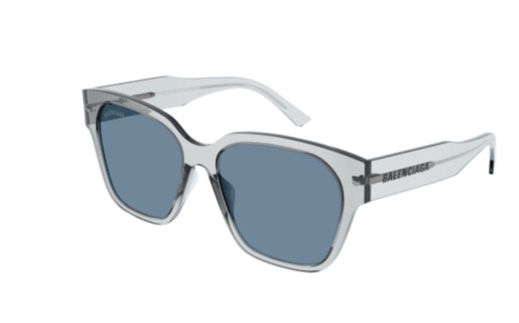 Balenciaga BB0215SA 004 Grey/Blue Square Men's Sunglasses